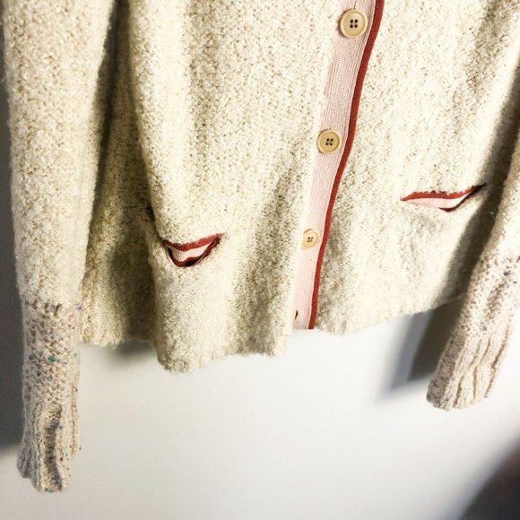 Charlie & Robin Cream Button Front Fuzzy Retro Cardigan Small womens - Picture 4 of 9